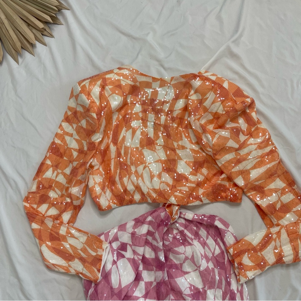 Eloquii Orange and Pink Tie-Front Mini Dress - Picture 12 of 13